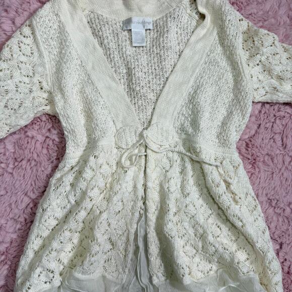 Vintage soft surroundings linen blend cream cardigan - Picture 3 of 6